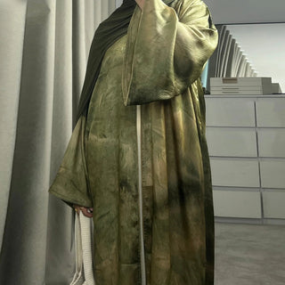 Tie - dye Printed Kaftan Robe Cardigan style Kimono Abaya dress - Hstrends