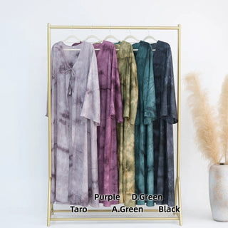 Tie - dye Printed Kaftan Robe Cardigan style Kimono Abaya dress - Hstrends