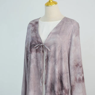 Tie - dye Printed Kaftan Robe Cardigan style Kimono Abaya dress - Hstrends