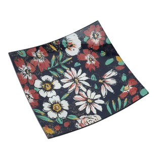 Twilight Bloom Glass Small Square Plate In Gift Box - Hstrends