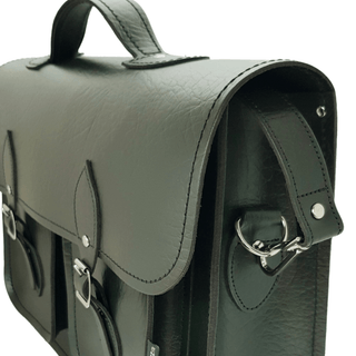 Twin Pocket Executive Handmade Leather Satchel - British Racing Green - Hstrends