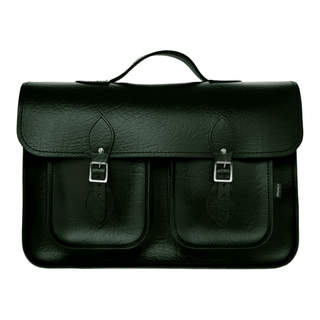 Twin Pocket Executive Handmade Leather Satchel - British Racing Green - Hstrends