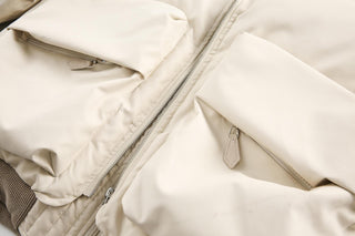 Unisex PU Stitching Cotton-Padded Jacket