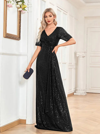 fishtail sequin dress Glamorous Fishtail Sleeveless High Slit U-Neck Sequin Formal Dress