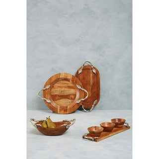 Vine Acacia Wood Oval Serving Tray - Hstrends