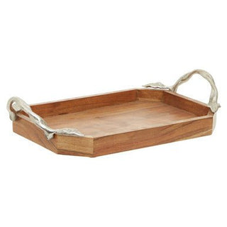 Vine Acacia Wood Small Rectangular Tray - Hstrends