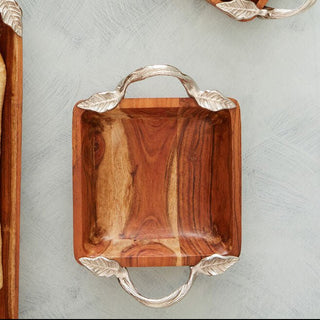 Vine Acacia Wood Square Bowl - Hstrends