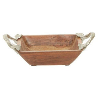 Vine Acacia Wood Square Bowl - Hstrends