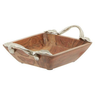 Vine Acacia Wood Square Bowl - Hstrends