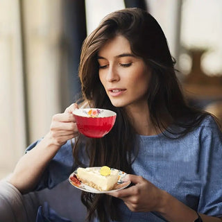 Vintage Ceramic Coffee Mug Set with Saucer and Spoon - Hstrends