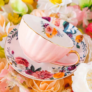 Vintage Ceramic Tea Mug Set with Golden Trim - Hstrends