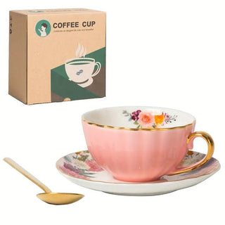 Vintage Ceramic Tea Mug Set with Golden Trim - Hstrends