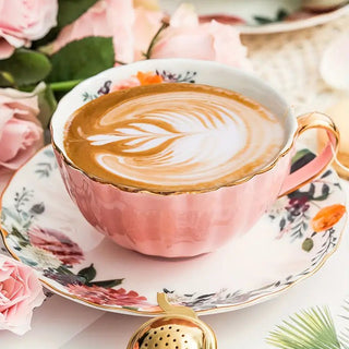 Vintage Ceramic Tea Mug Set with Golden Trim - Hstrends