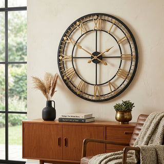 Vitus Black and Gold Metal Wall Clock - Hstrends