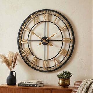 Vitus Black and Gold Metal Wall Clock - Hstrends