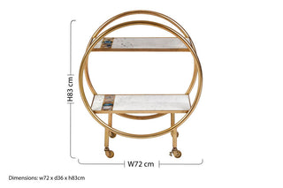 Vizzini 2 Tier Gold Finish Bar Trolley - Hstrends
