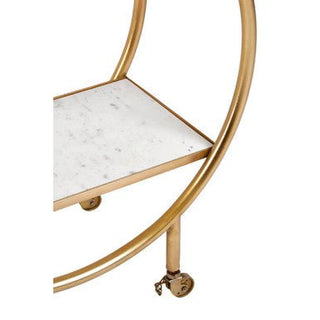 Vizzini 2 Tier Gold Finish Bar Trolley - Hstrends