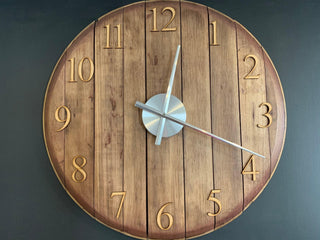 Whiskey Barrel Clock Oak Finish Made to Order - Hstrends