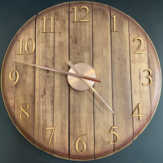 Whiskey Barrel Clock Oak Finish Made to Order - Hstrends