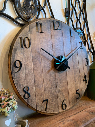 Whiskey Barrel Clock Oak Finish Made to Order - Hstrends