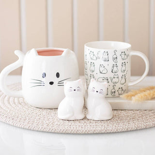 White Cat Shaped Salt and Pepper Shakers - Hstrends