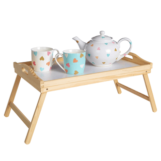 White Top Pinewood Bed Tray with Folding Legs - Hstrends
