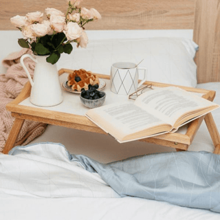 White Top Pinewood Bed Tray with Folding Legs - Hstrends