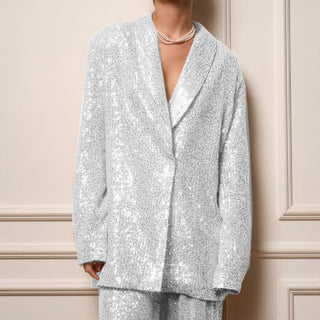 Wide - leg Sequin Suit, Jacket and Trousers set - Hstrends