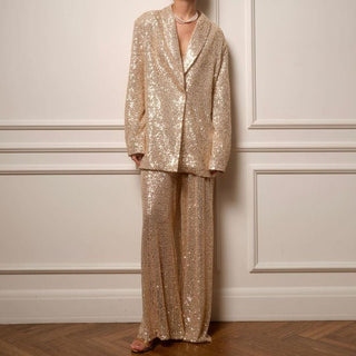 Wide - leg Sequin Suit, Jacket and Trousers set - Hstrends