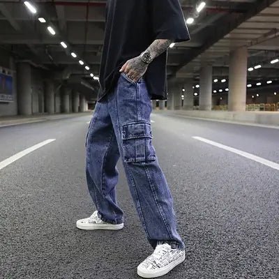 Wide Leg Vintage Denim Work Pants - Hstrends