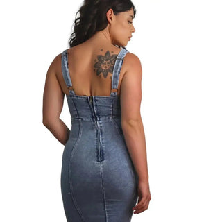 Women Denim midi Dress - Hstrends