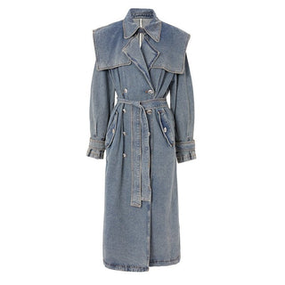 Women Denim Trench Coat - Hstrends