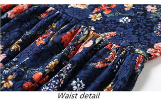 Women Lace Long Dress with Floral Print - Hstrends