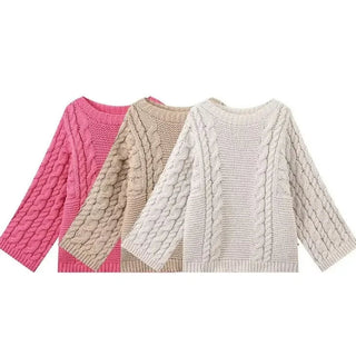 Women Loose - Fit Sweater Style Round Neck Flare Sleeve Knitwear - Hstrends