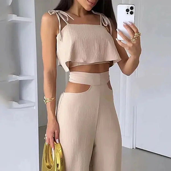 Women's Casual Solid Color Outfit Set - Hstrends