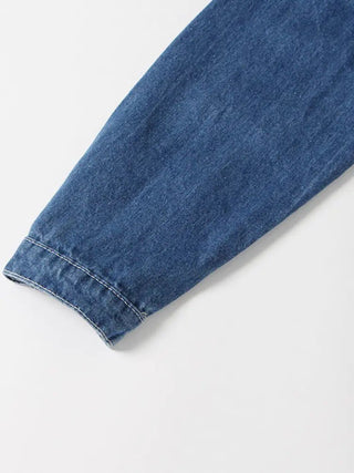 Women's Color - Block Denim Shirt Jacket (Plus Size) - Hstrends