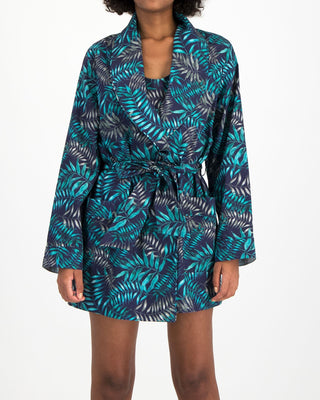 Women's Dressing Gown - Palm Leaves Navy - Hstrends
