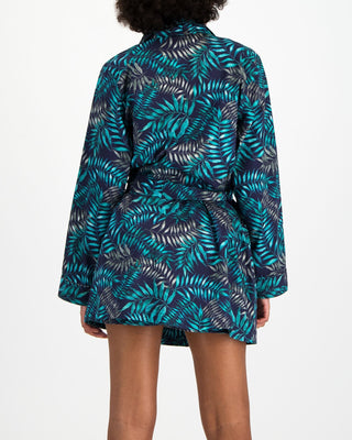 Women's Dressing Gown - Palm Leaves Navy - Hstrends
