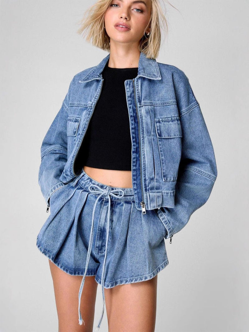 Women's High - Waisted Loose Slimming Short and Jacket set - Hstrends