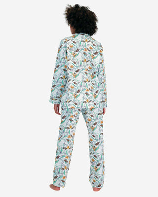 Womens Long Pyjamas - Night Monkeys White - Hstrends