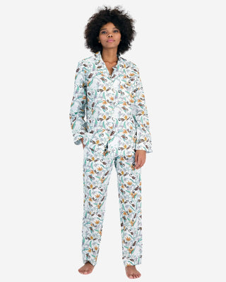 Womens Long Pyjamas - Night Monkeys White - Hstrends