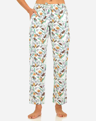 Womens Long Pyjamas - Night Monkeys White - Hstrends