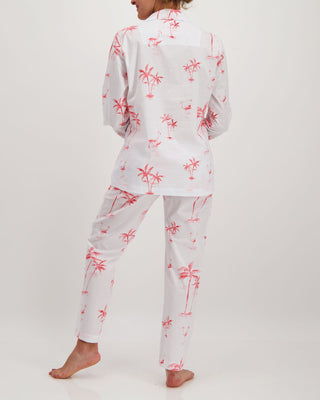 Womens Long Pyjamas - Pink Palms - Hstrends