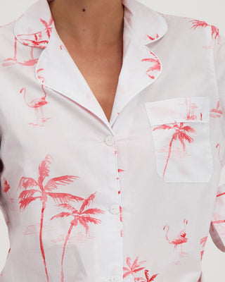 Womens Long Pyjamas - Pink Palms - Hstrends