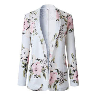 Women's Long Sleeve Printed Blazer with Pockets - Hstrends
