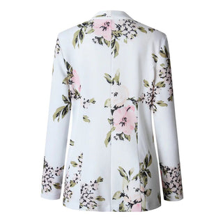 Women's Long Sleeve Printed Blazer with Pockets - Hstrends