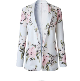 Women's Long Sleeve Printed Blazer with Pockets - Hstrends