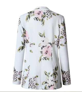 Women's Long Sleeve Printed Blazer with Pockets - Hstrends