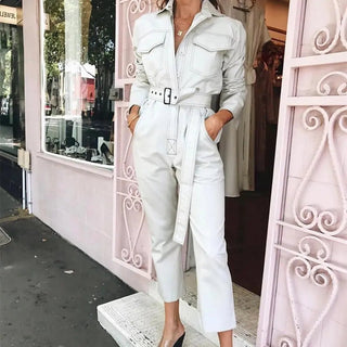 Women's Long Sleeve Streetwear Romper with Pockets - Hstrends