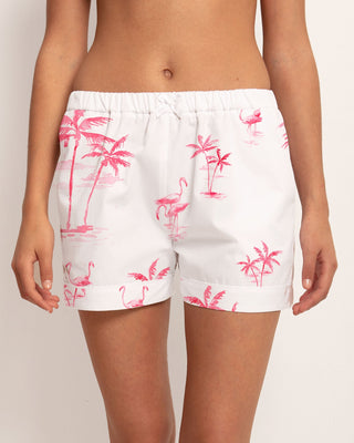 Womens Lounge Shorts - Pink Palms - Hstrends